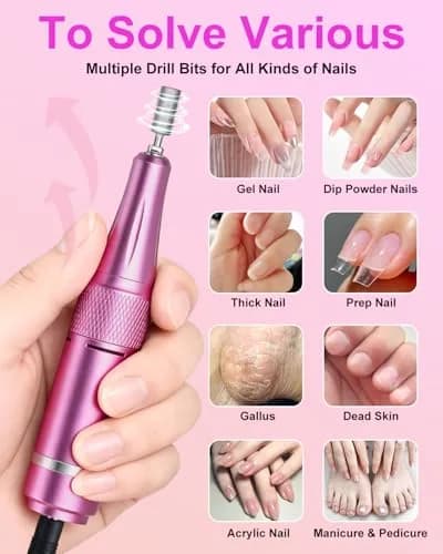 MOSKANY Professional Nail Drill Kit 35000RPM Cordless Rechargeable | 35000 RPM thumbnail 5