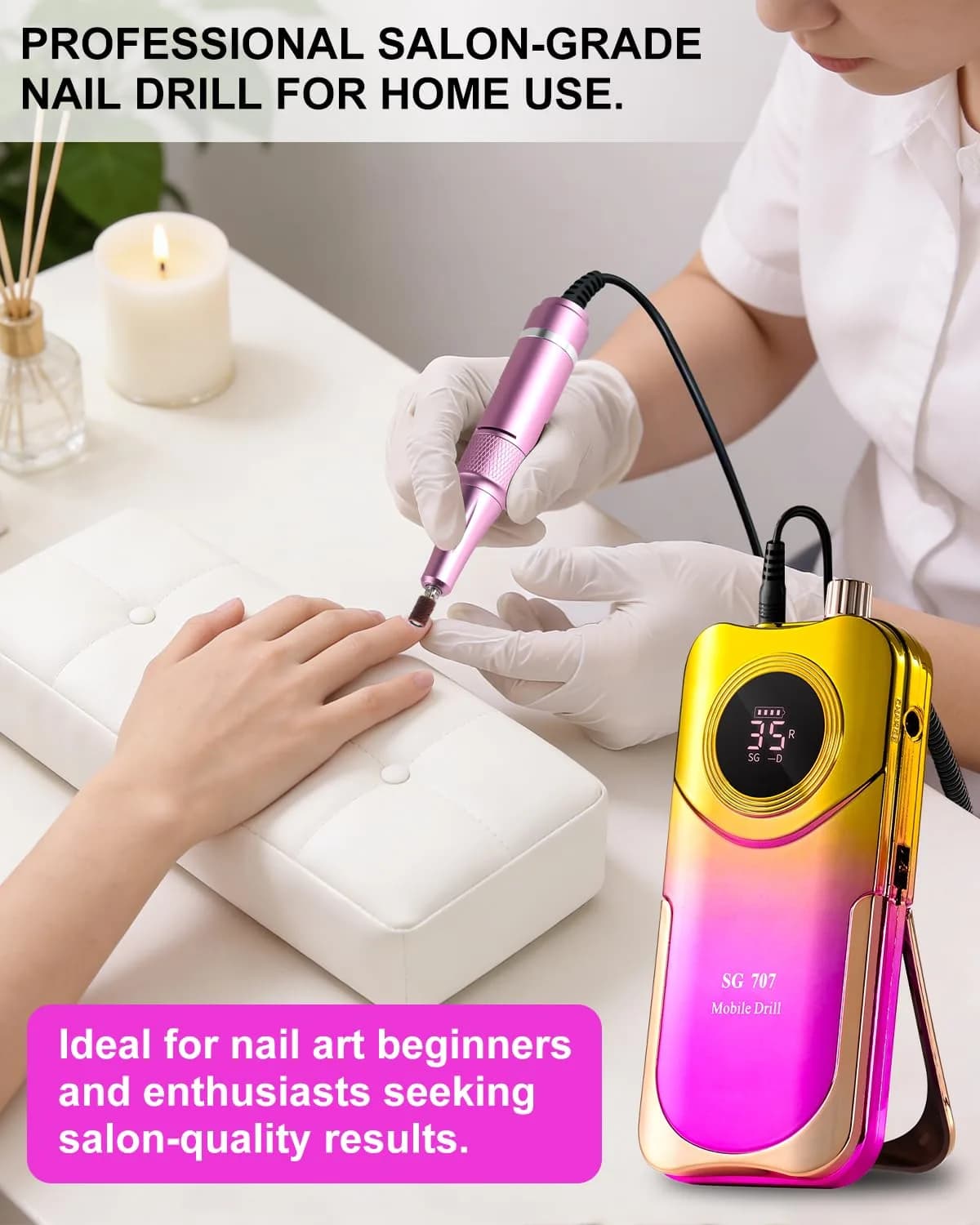 MOSKANY Professional Nail Drill Kit 35000RPM Cordless Rechargeable | 35000 RPM - view 6