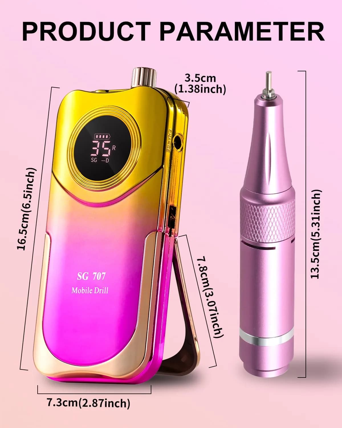 MOSKANY Professional Nail Drill Kit 35000RPM Cordless Rechargeable | 35000 RPM - view 8