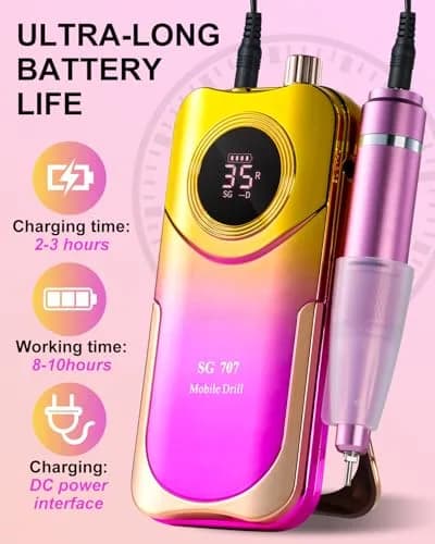 MOSKANY Professional Nail Drill Kit 35000RPM Cordless Rechargeable | 35000 RPM thumbnail 3