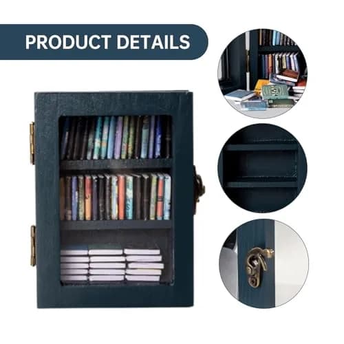 TABTAG Anxiety Bookshelf Mini Book Micro Display Stand 3.74 x 2.75 x 1.97 inches | Stress-Relief Miniature Library thumbnail 3