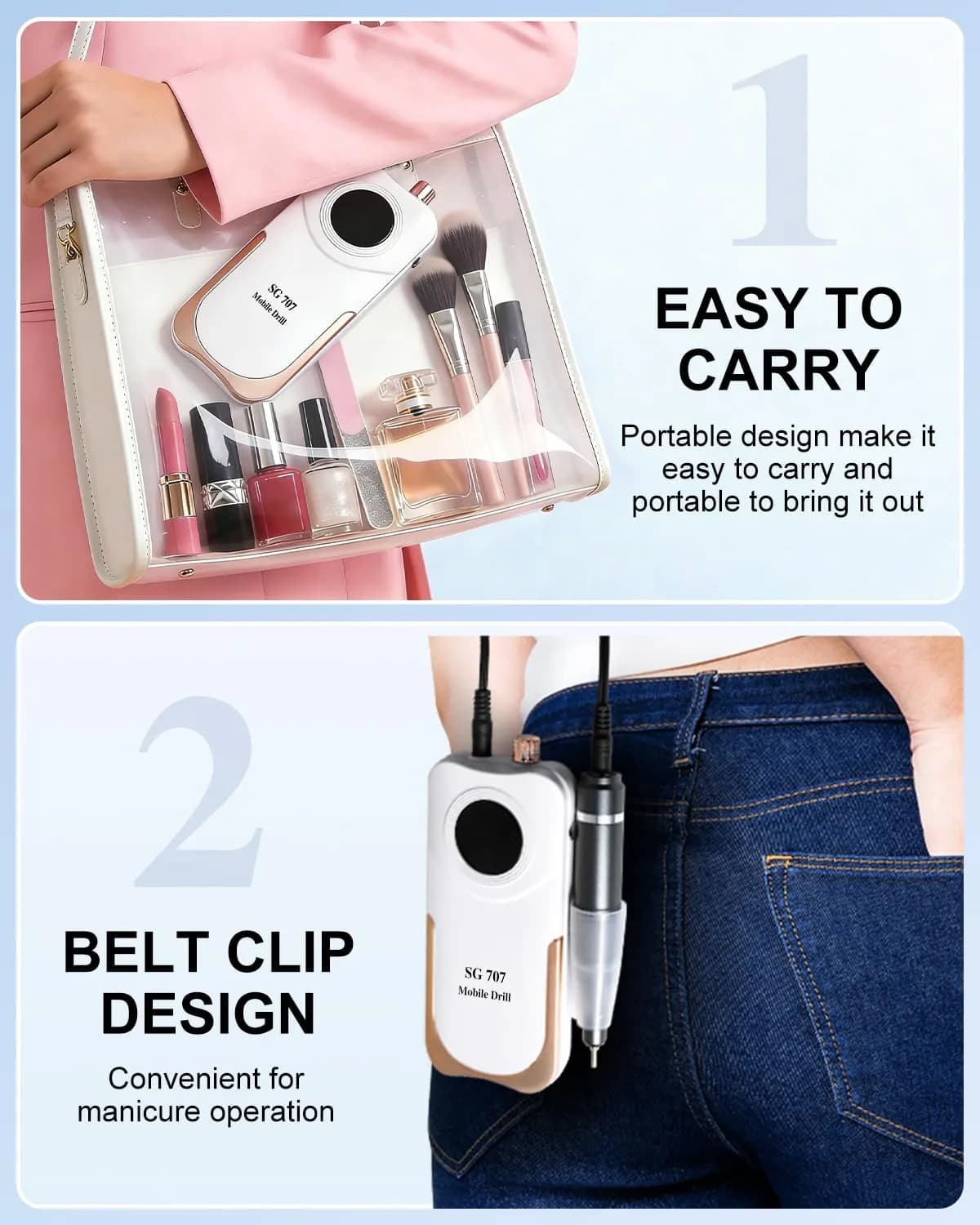 MOSKANY White Professional Nail Drill Kit 35000RPM with 14PCS Bits | Rechargeable Cordless Efile Machine for Acrylic Gel - view 4