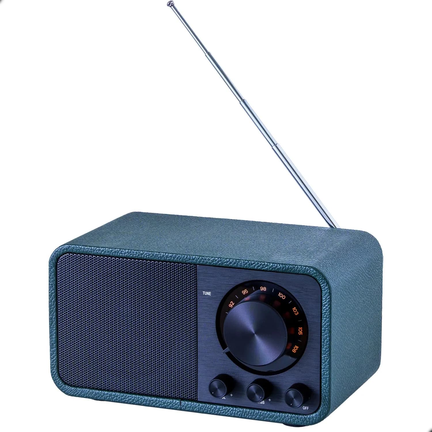 BentMax Vintage Radio FM Bluetooth Speaker Leather Green | Retro Design with 10H Playback — Leather Green