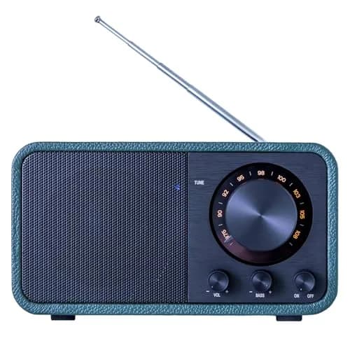 BentMax Vintage Radio FM Bluetooth Speaker Leather Green | Retro Design with 10H Playback thumbnail 2