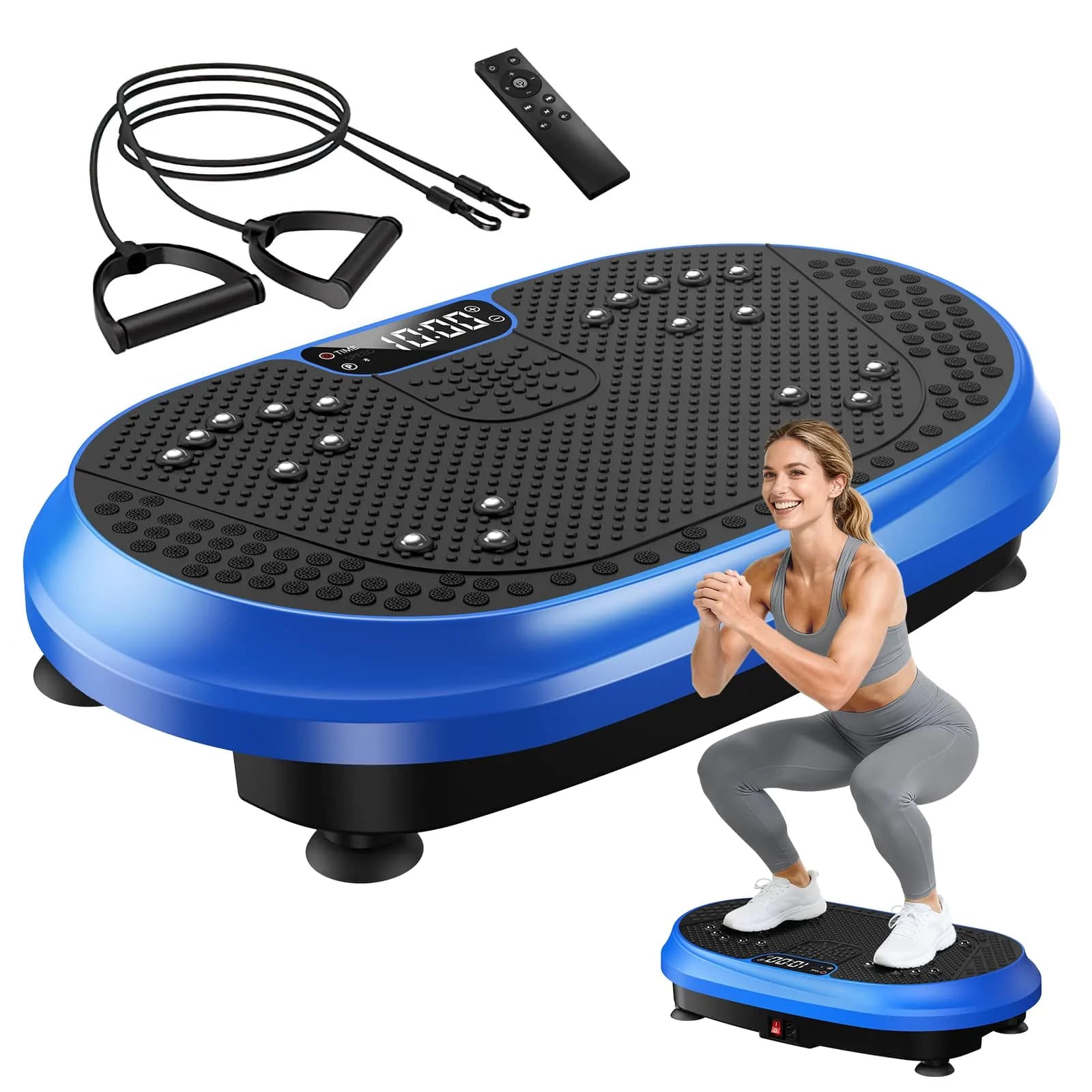 HVX Vibration Plate Exercise Machine 450 lbs Capacity | Full Body Shaker for Home & Gym — Blue