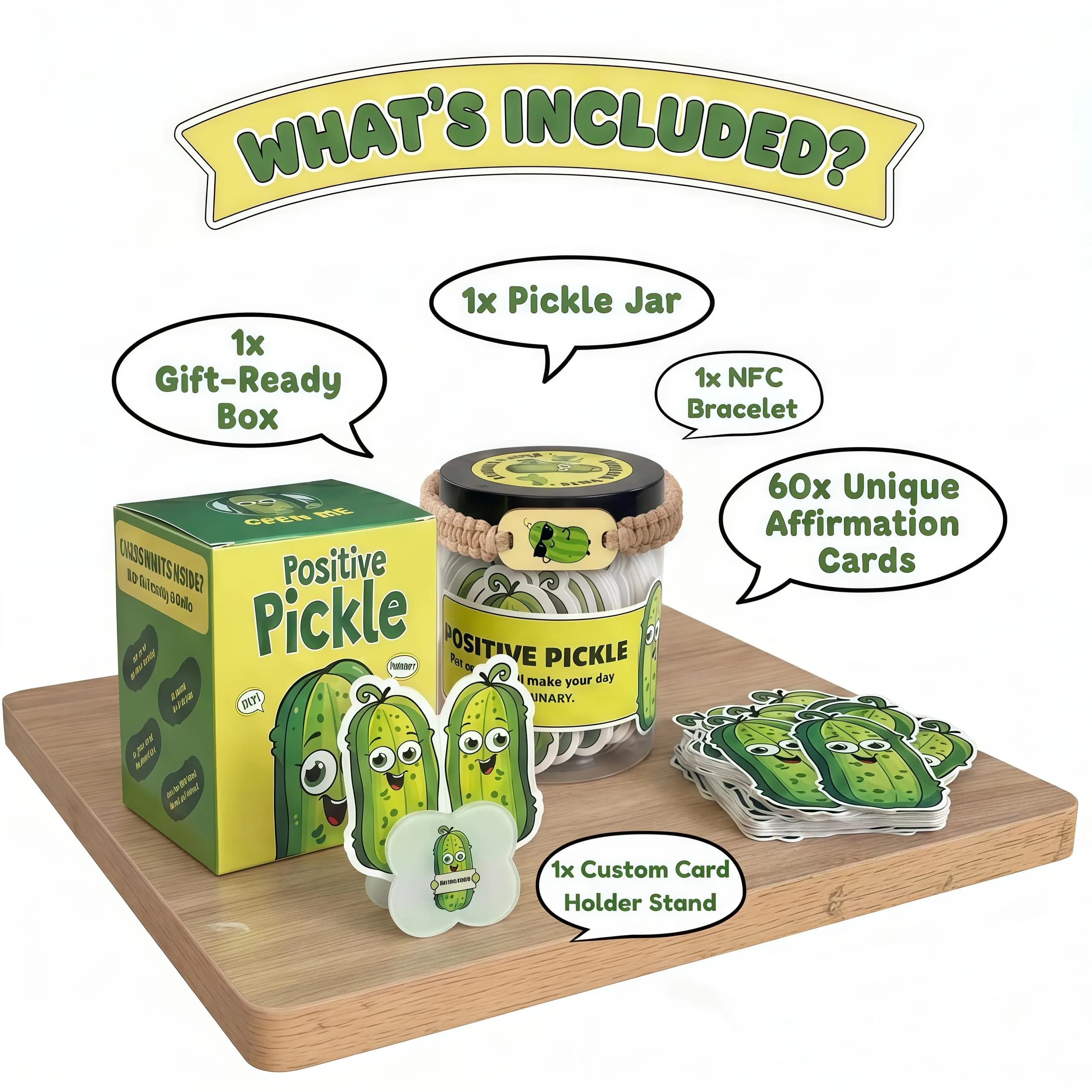 DEARMINE Emotional Support Pickle Jar with 60 Affirmation Cards, Pickle Gifts - view 2