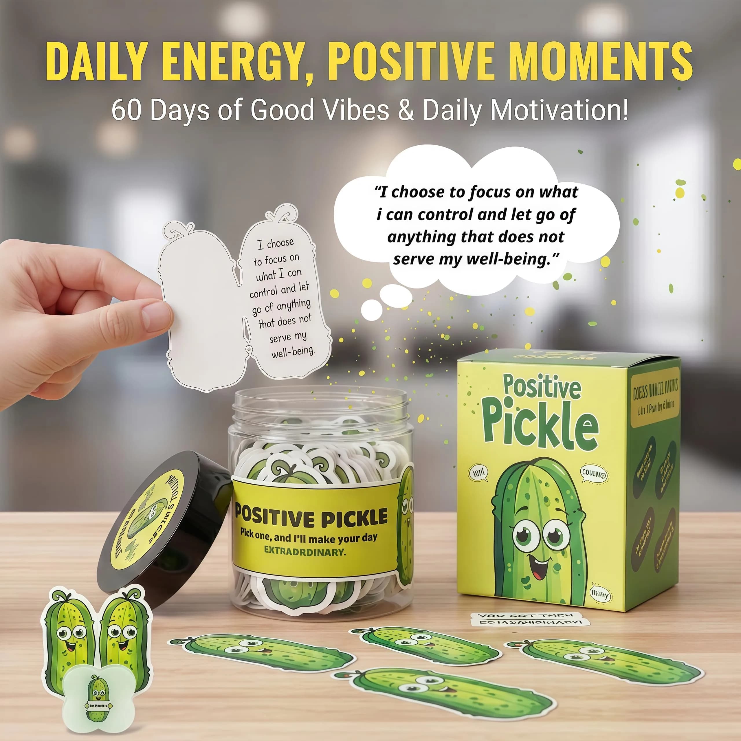 DEARMINE Emotional Support Pickle Jar with 60 Affirmation Cards, Pickle Gifts - view 3