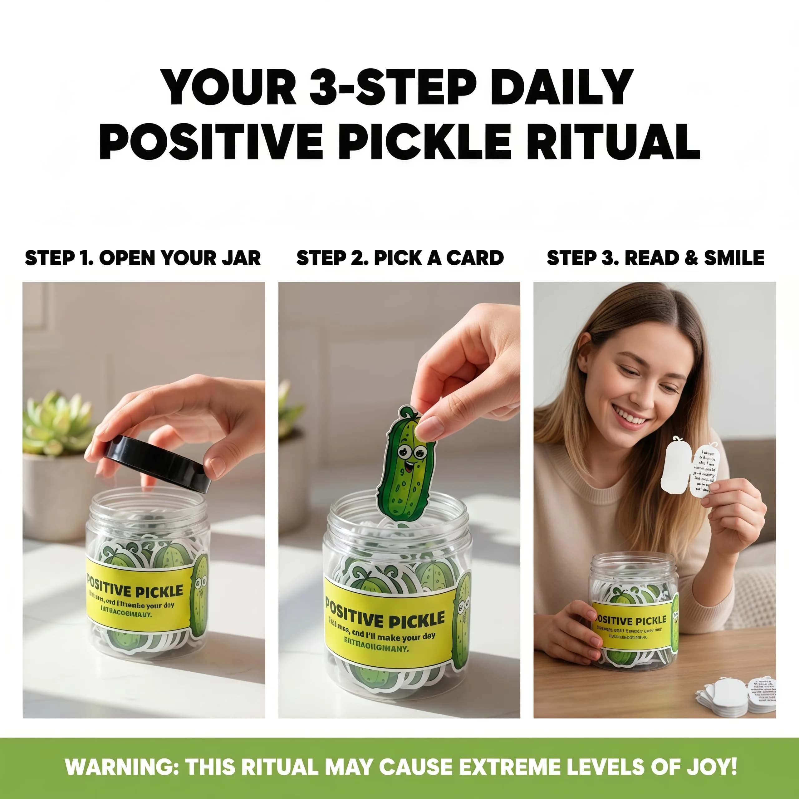 DEARMINE Emotional Support Pickle Jar with 60 Affirmation Cards, Pickle Gifts - view 5