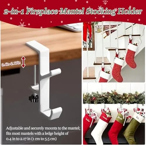 CaLeQi White 2 Pcs Double Hook Clamp Mount for Desks & Tables | Holds up to 13.6 kg (30 lb) thumbnail 6