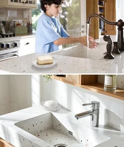 Luxspire Oval Soap Dish, Non-Slip Resin Holder with Drainage, Terrazzo | Stylish Bathroom Accessory thumbnail 5