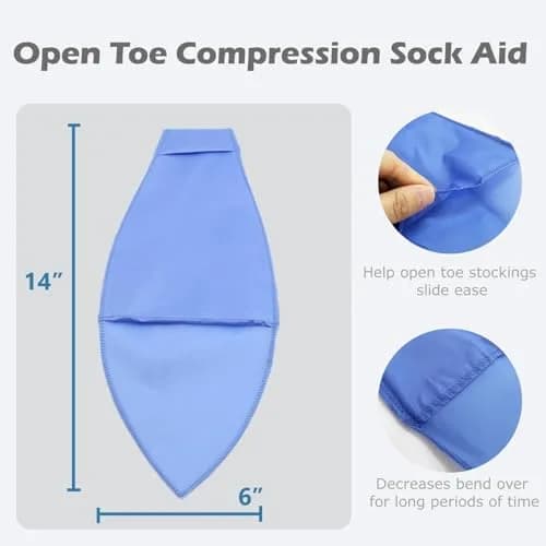 MUROCEA Open Toe Compression Sock Aid for Easy Slide - Slip Stocking Applicator for Elderly, Disabled, Pregnant, 2 Pcs (Blue) thumbnail 2