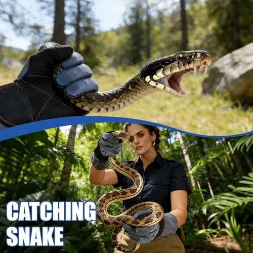 IC ICLOVER Animal Handling Gloves, Snake Bite Proof, Double Leather, 14 inch (35.56 cm) for Women | Reinforced Palm & Forearm Protection thumbnail 6