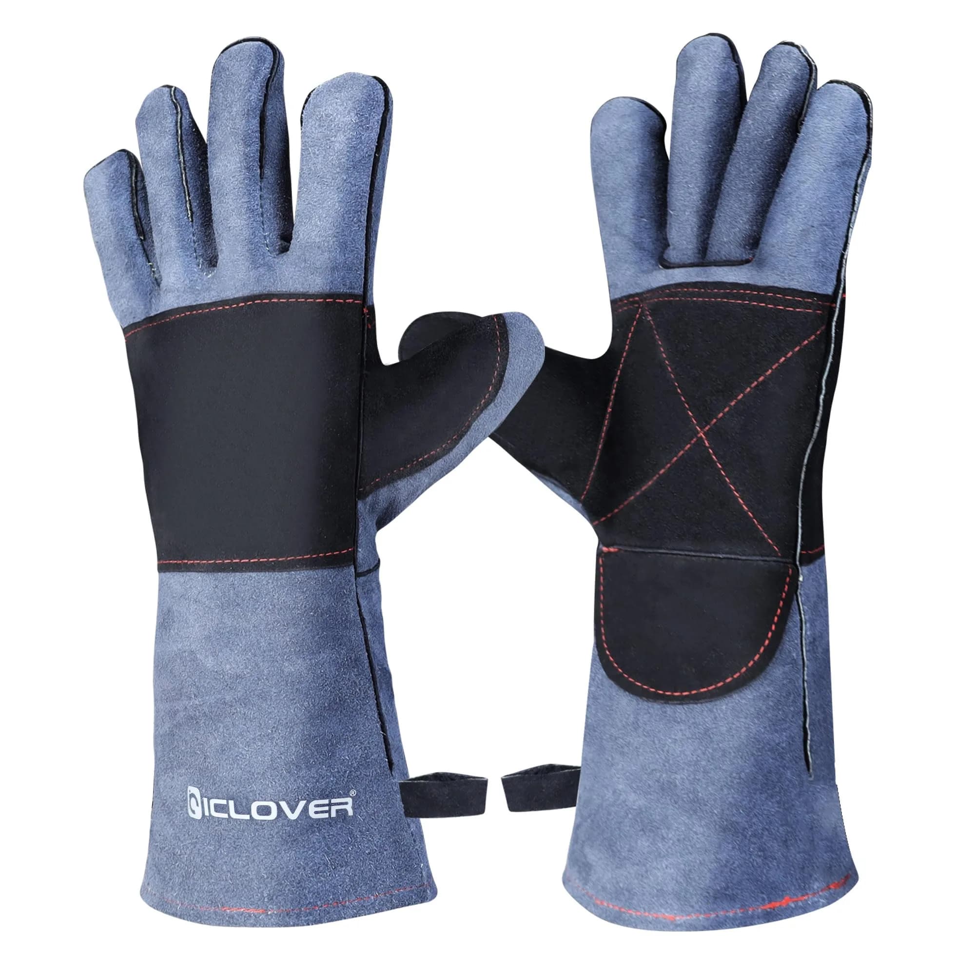 IC ICLOVER Animal Handling Gloves, Snake Bite Proof, Double Leather, 14 inch (35.56 cm) for Women | Reinforced Palm & Forearm Protection — M -14inch