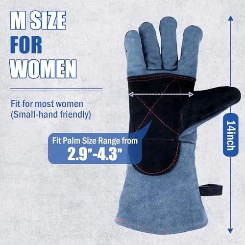 IC ICLOVER Animal Handling Gloves, Snake Bite Proof, Double Leather, 14 inch (35.56 cm) for Women | Reinforced Palm & Forearm Protection thumbnail 2
