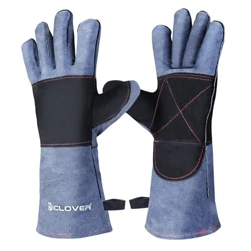 IC ICLOVER Animal Handling Gloves, Snake Bite Proof, Double Leather, 14 inch (35.56 cm) for Women | Reinforced Palm & Forearm Protection - main product image