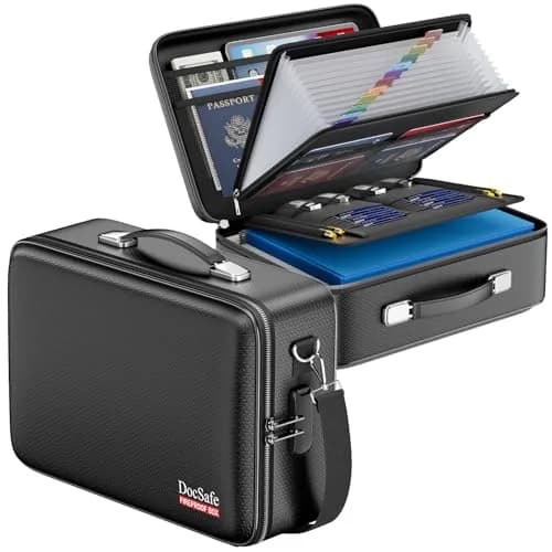 DocSafe Fireproof Document Box Hard Case with Lock & Accordion File Folder | Multi-Layer Safe Storage for Important Documents thumbnail 1