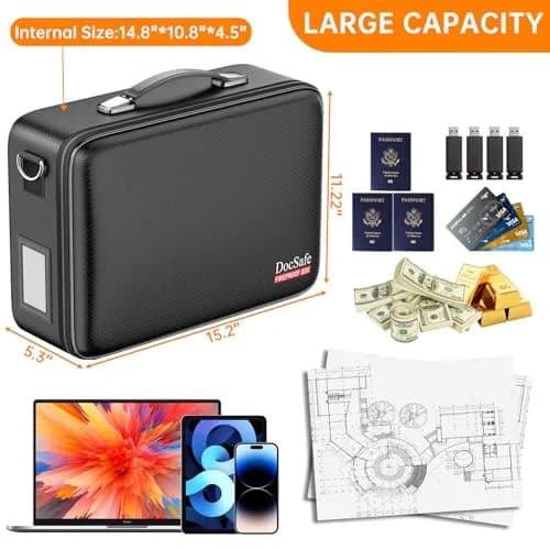 DocSafe Fireproof Document Box Hard Case with Lock & Accordion File Folder | Multi-Layer Safe Storage for Important Documents thumbnail 5