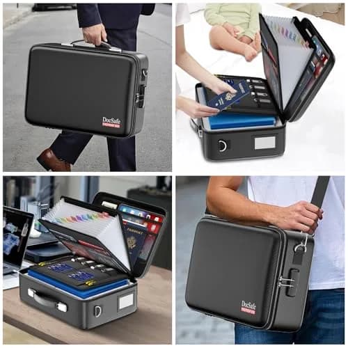 DocSafe Fireproof Document Box Hard Case with Lock & Accordion File Folder | Multi-Layer Safe Storage for Important Documents thumbnail 6