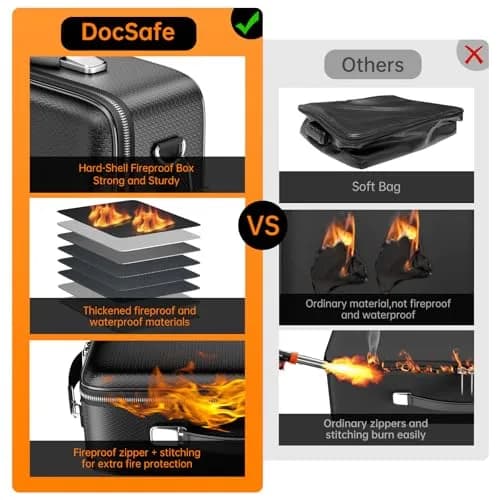 DocSafe Fireproof Document Box Hard Case with Lock & Accordion File Folder | Multi-Layer Safe Storage for Important Documents thumbnail 3