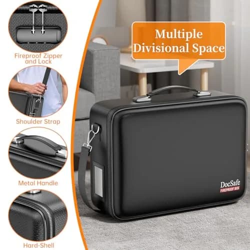 DocSafe Fireproof Document Box Hard Case with Lock & Accordion File Folder | Multi-Layer Safe Storage for Important Documents thumbnail 4