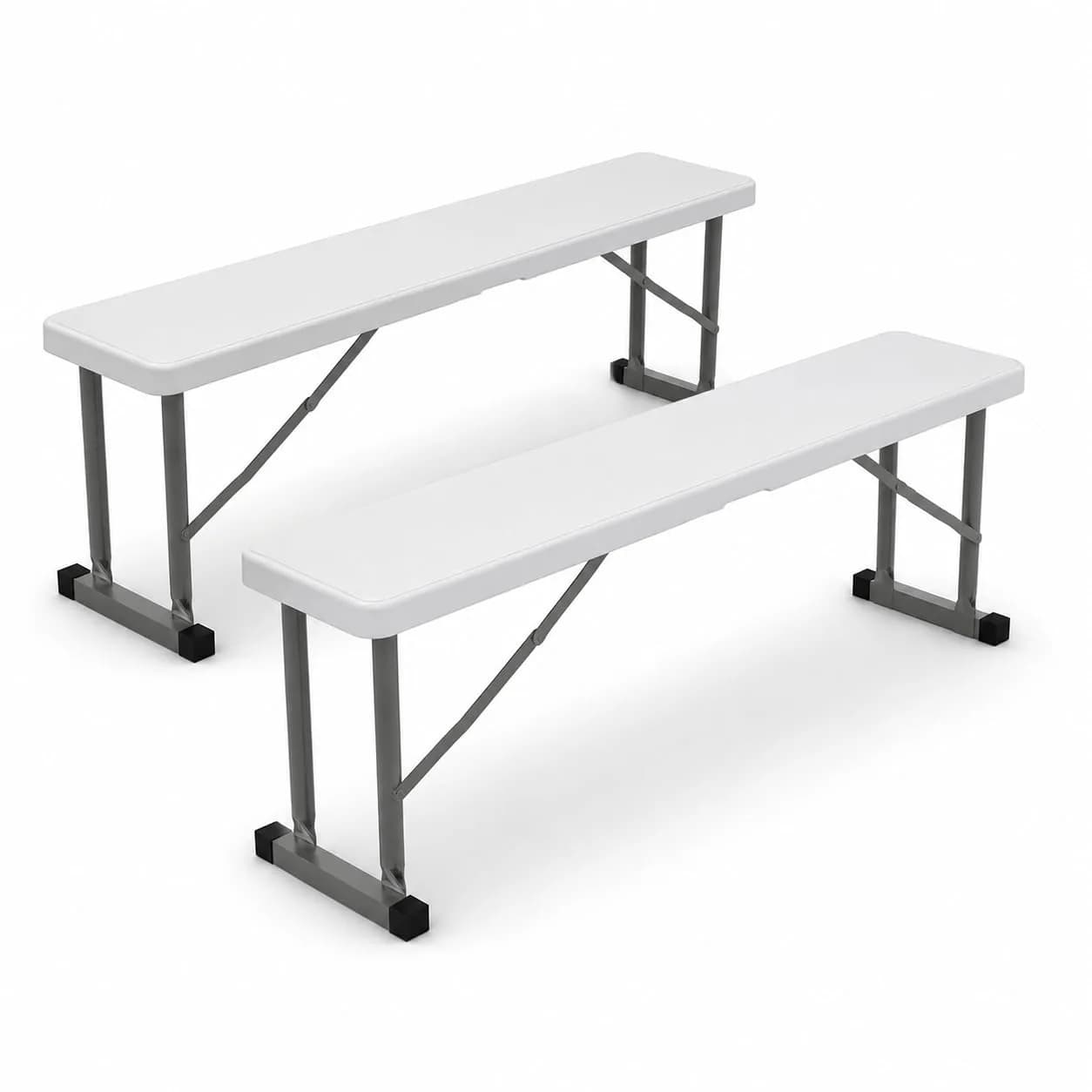 New Home Era 2.75ft Plastic Folding Bench | Lightweight & Portable White Resin with Steel Frame — White