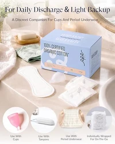 RPE Life Organic 32 count | GOTS Certified Organic Cotton Panty Liners for Women thumbnail 6