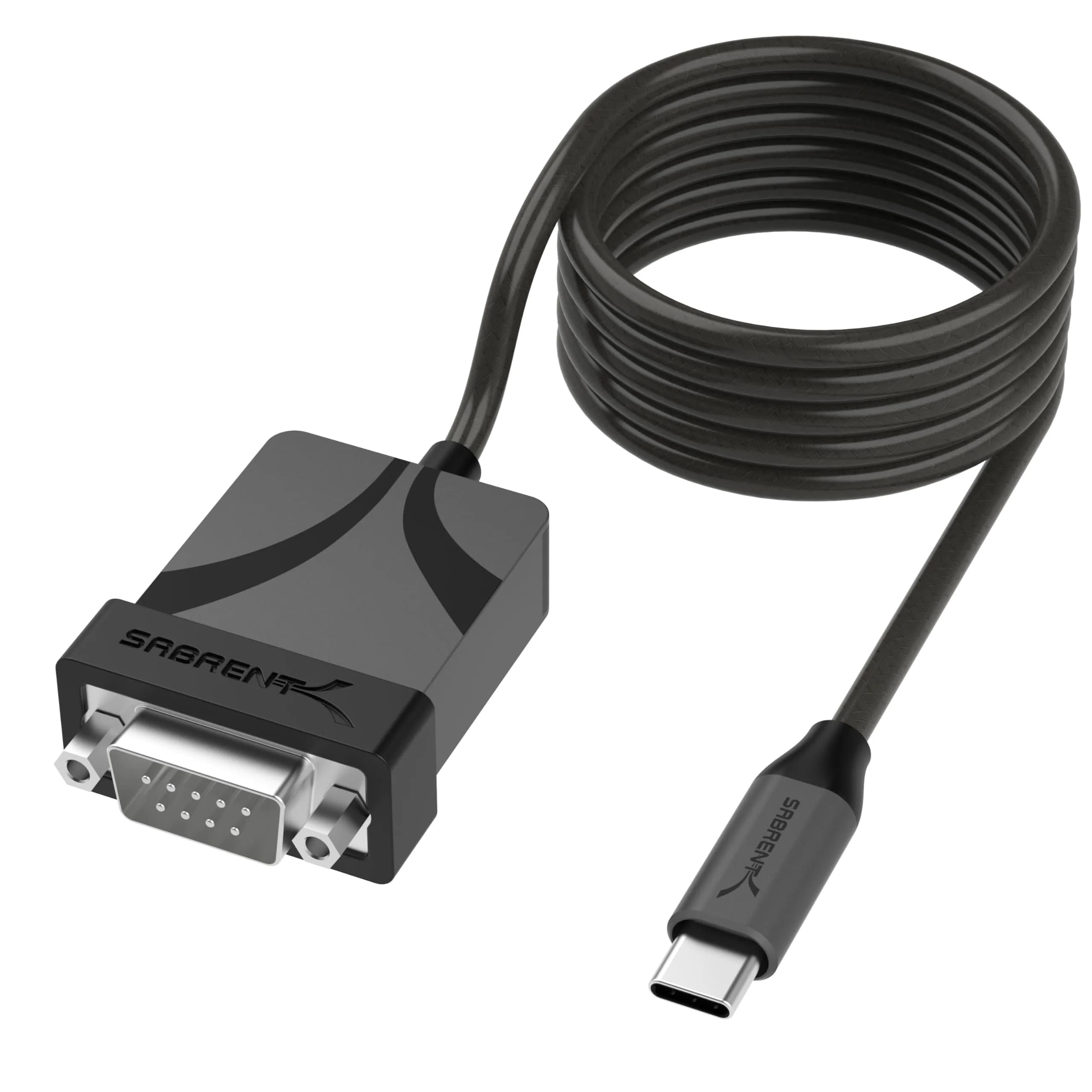 Sabrent USB-C to DB9 Serial RS-232 Adapter Cable 6ft (CB-D9C6) | Connects USB-C to Legacy RS-232 Devices - main product image