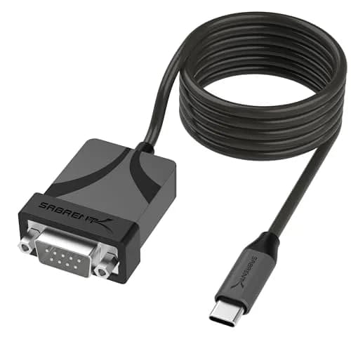 Sabrent USB-C to DB9 Serial RS-232 Adapter Cable 6ft (CB-D9C6) | Connects USB-C to Legacy RS-232 Devices thumbnail 1