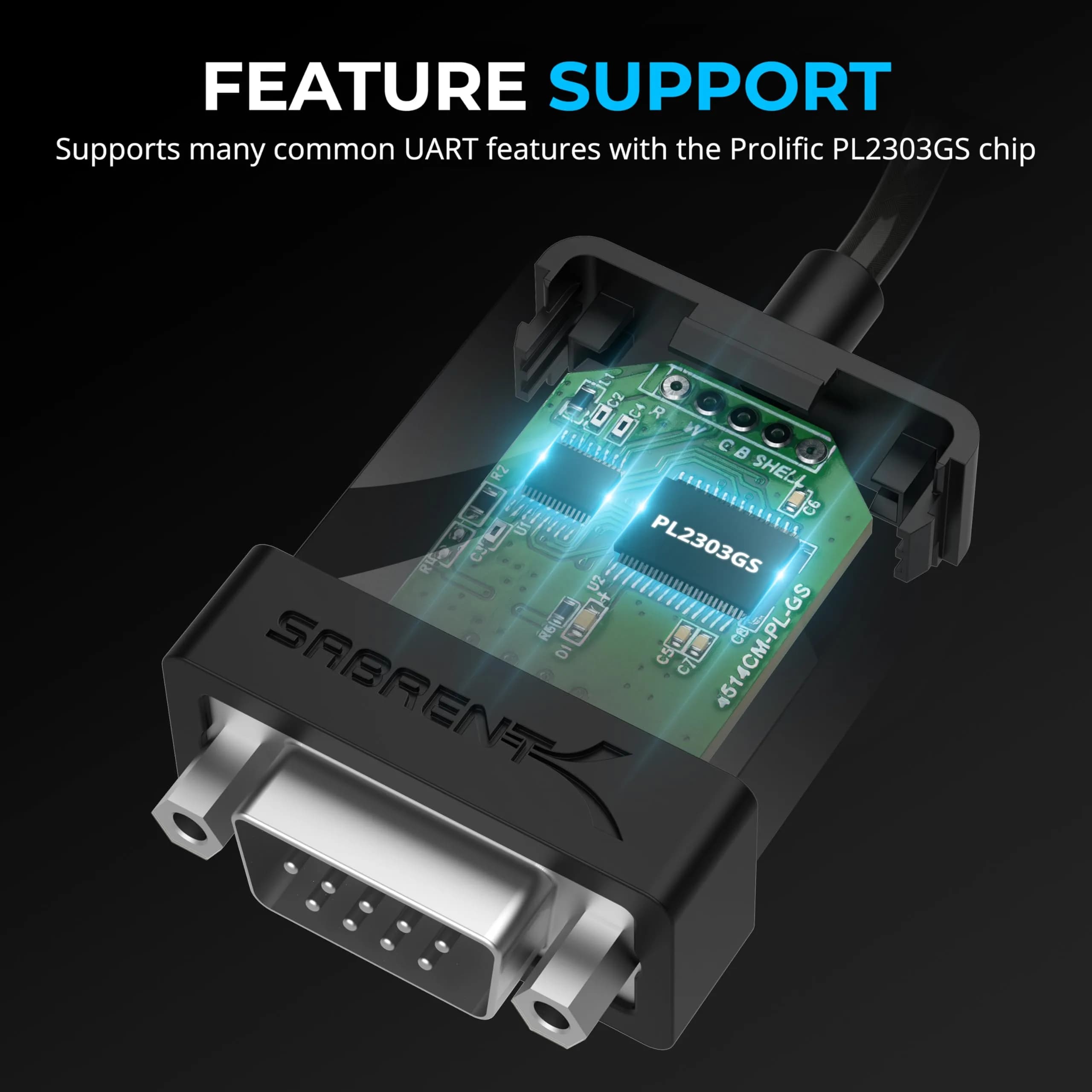 Sabrent USB-C to DB9 Serial RS-232 Adapter Cable 6ft (CB-D9C6) | Connects USB-C to Legacy RS-232 Devices - view 8