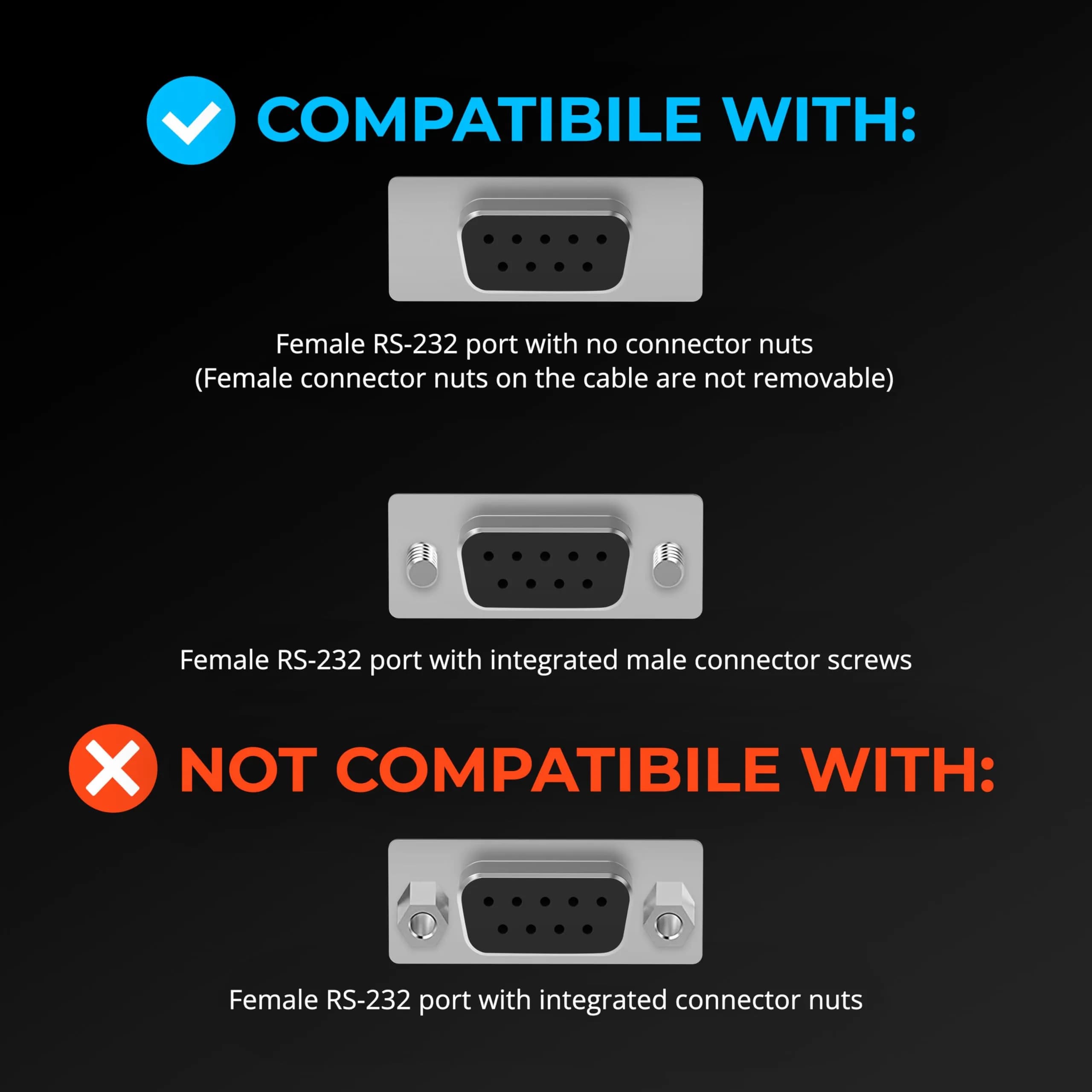 Sabrent USB-C to DB9 Serial RS-232 Adapter Cable 6ft (CB-D9C6) | Connects USB-C to Legacy RS-232 Devices - view 3