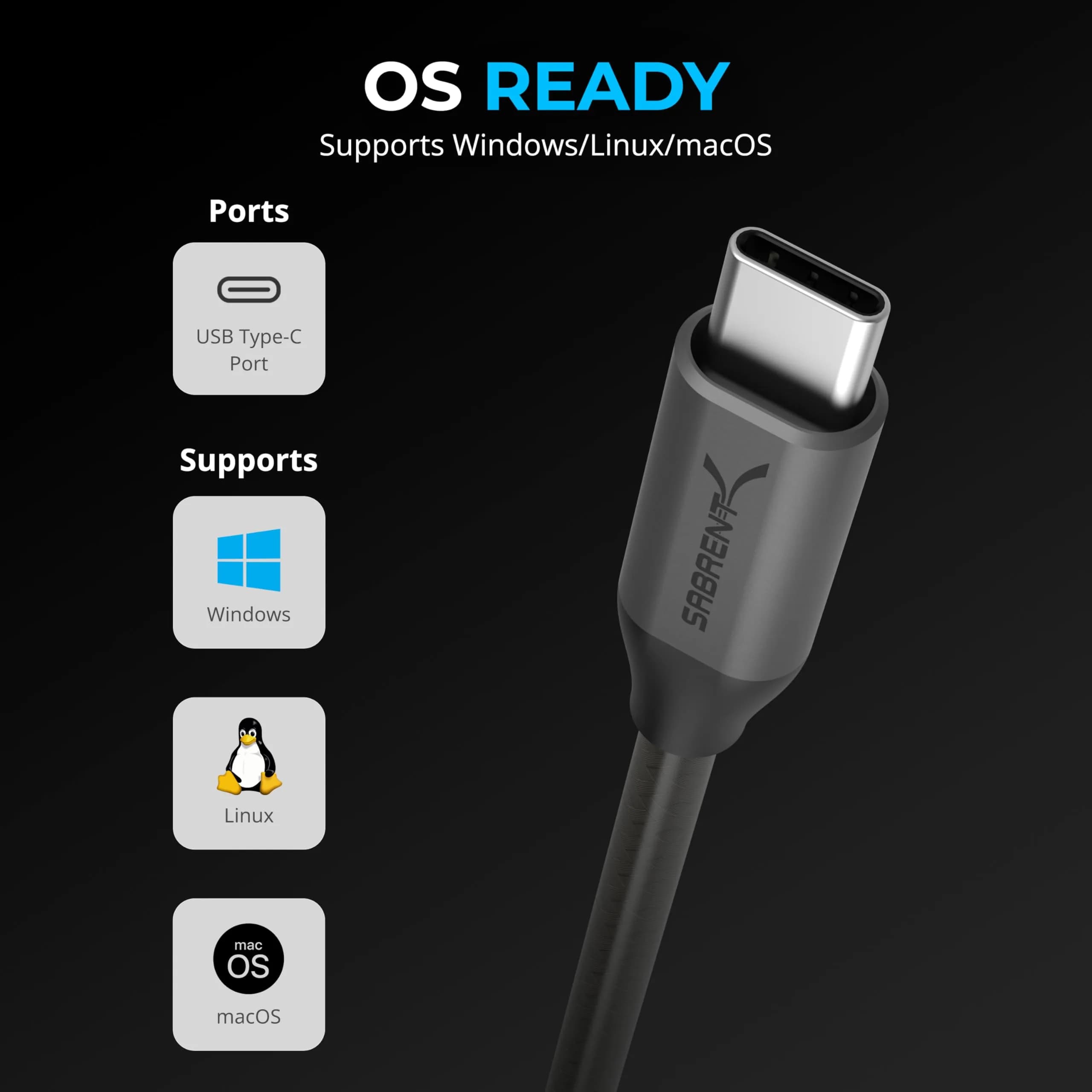 Sabrent USB-C to DB9 Serial RS-232 Adapter Cable 6ft (CB-D9C6) | Connects USB-C to Legacy RS-232 Devices - view 4