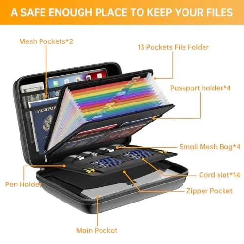 DocSafe Fireproof Document Box with Lock & Accordion File Folder, 36.8 cm (14.5") | UL94-V0/5VA Flame Retardant thumbnail 8