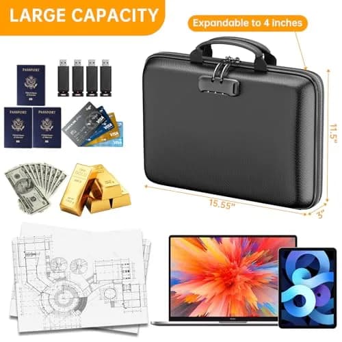 DocSafe Fireproof Document Box with Lock & Accordion File Folder, 36.8 cm (14.5") | UL94-V0/5VA Flame Retardant thumbnail 4