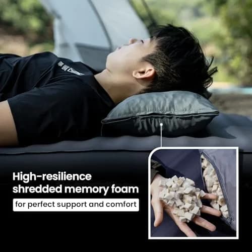 ONETIGRIS Wilddream Camping Pillow Shredded Memory Foam Medium Cool Gray | Compact & Comfortable for Backpacking, Travel, and Car Trips thumbnail 4