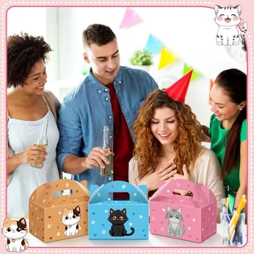 Dunzoom Cat Party Favors Treat Boxes 24 Pack | Foldable Kitten Goodie Bags for Cat Themed Parties thumbnail 6