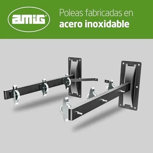 Amig Outdoor Wall Clothesline 45x18.5x8 cm | Durable Steel, 6 Pulleys, Easy Install thumbnail 3