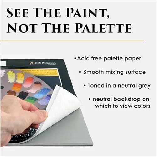 Jack Richeson Grey Matters Disposable Paper Palette 6” x 9” | Acid-Free, Seep-Resistant, 3 Pack with Palette Knife thumbnail 2