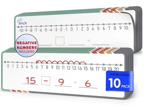Scribbledo Dry Erase Negative Number Line Sheets (4x12 Inch, 10-Pack) | Visual Math Practice for Grades 2-6 thumbnail 1