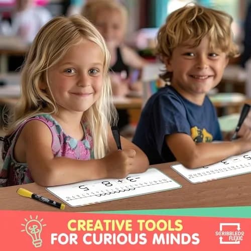 Scribbledo Dry Erase Negative Number Line Sheets (4x12 Inch, 10-Pack) | Visual Math Practice for Grades 2-6 thumbnail 2