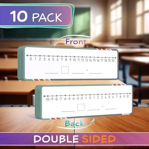 Scribbledo Dry Erase Negative Number Line Sheets (4x12 Inch, 10-Pack) | Visual Math Practice for Grades 2-6 thumbnail 3