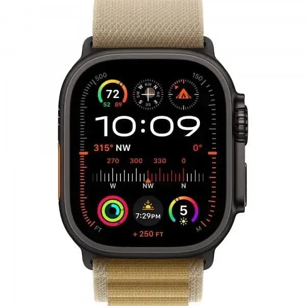 Apple Watch Ultra 2 [GPS + Cellular, 49mm] Black Titanium Case with Tan Alpine Loop | Rugged Adventure Smartwatch - view 2