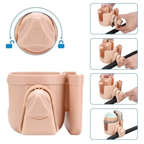 Accmor Stroller Cup Holder with Phone Holder, Universal Fit, 0.55–1.7 in Clamp, Durable ABS | Fits Uppababy, Graco, Bugaboo, Nuna thumbnail 6