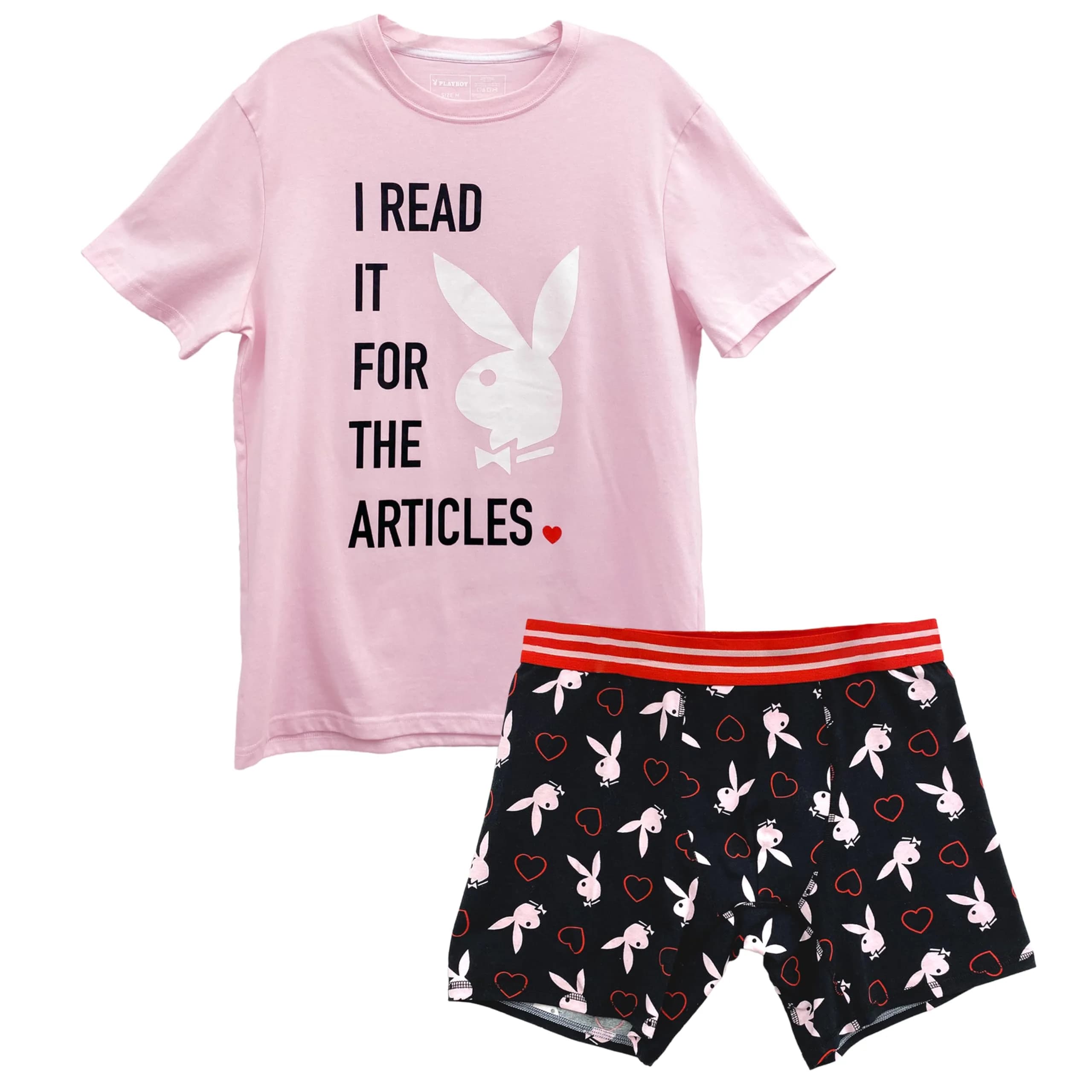 Playboy Pajama Lounge Set S-XL | Soft Cotton Tee & Boxer Briefs with Iconic Bunny Print — Large