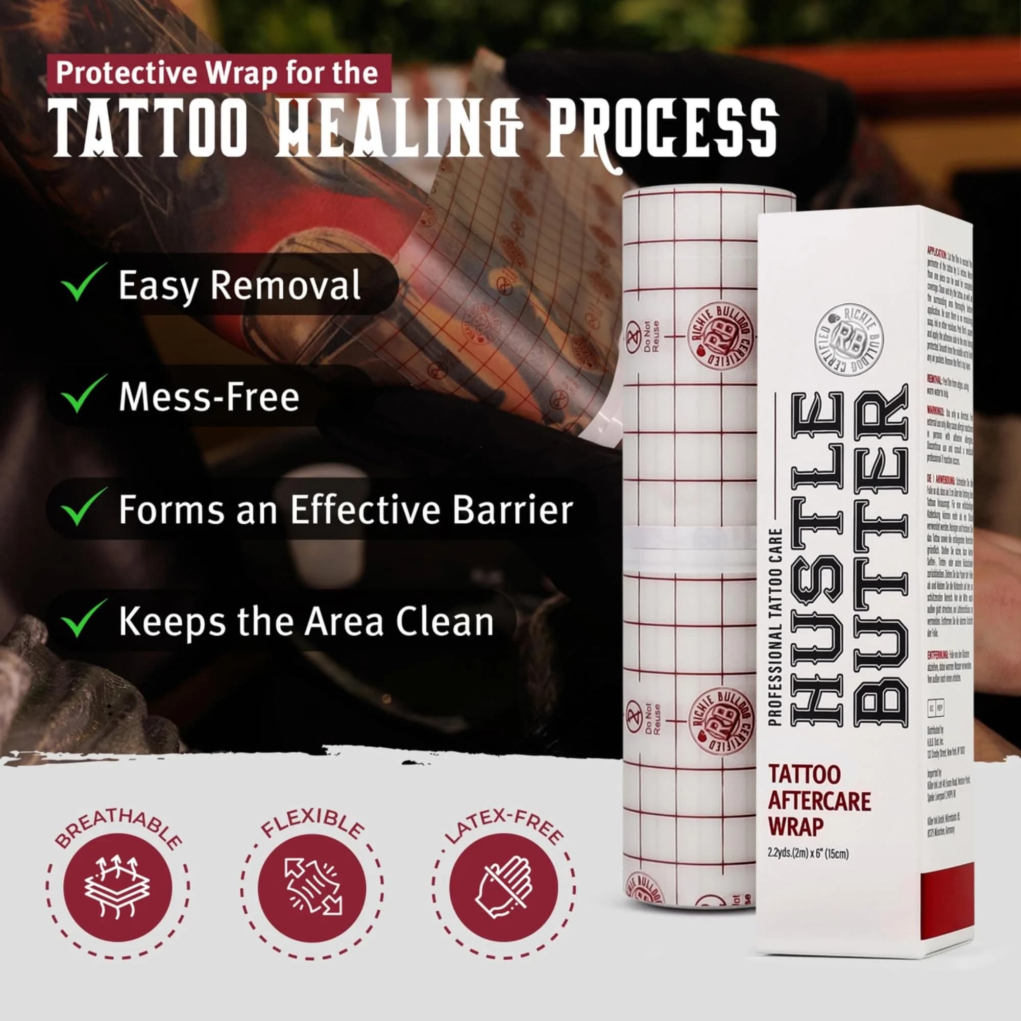 Hustle Butter Tattoo Aftercare Kit - Balm, Soap & Wrap | Hydrates & Protects New Ink - view 6