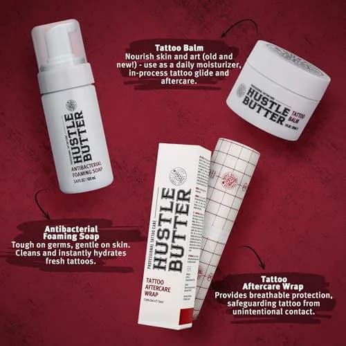 Hustle Butter Tattoo Aftercare Kit - Balm, Soap & Wrap | Hydrates & Protects New Ink thumbnail 2
