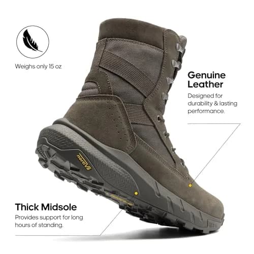 NORTIV 8 Men's Olive Tactical Military Boots, 11 US (28.1cm) | Side Zip Breathable Work & Hiking Footwear thumbnail 4