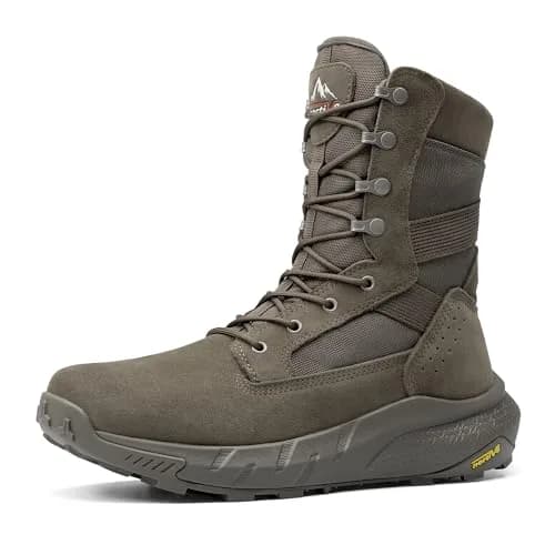 NORTIV 8 Men's Olive Tactical Military Boots, 11 US (28.1cm) | Side Zip Breathable Work & Hiking Footwear thumbnail 1