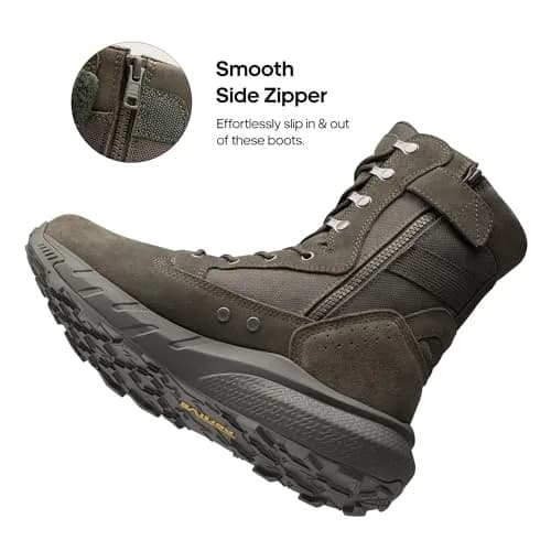 NORTIV 8 Men's Olive Tactical Military Boots, 11 US (28.1cm) | Side Zip Breathable Work & Hiking Footwear thumbnail 7