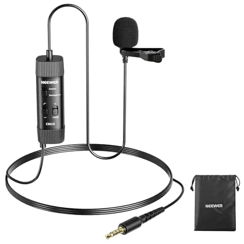 NEEWER Microphone CM10 | 360° Omnidirectional Lavalier Lapel Mic for Camera & Phone, 1.5m Cable, Low Frequency Cut, Gain Control, Monitoring Jack thumbnail 1