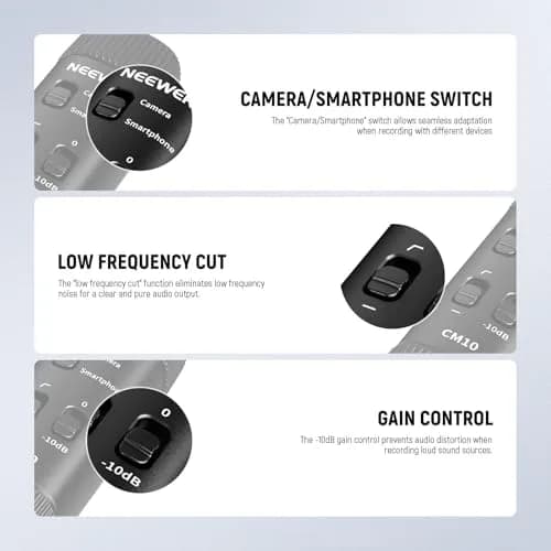 NEEWER Microphone CM10 | 360° Omnidirectional Lavalier Lapel Mic for Camera & Phone, 1.5m Cable, Low Frequency Cut, Gain Control, Monitoring Jack thumbnail 4